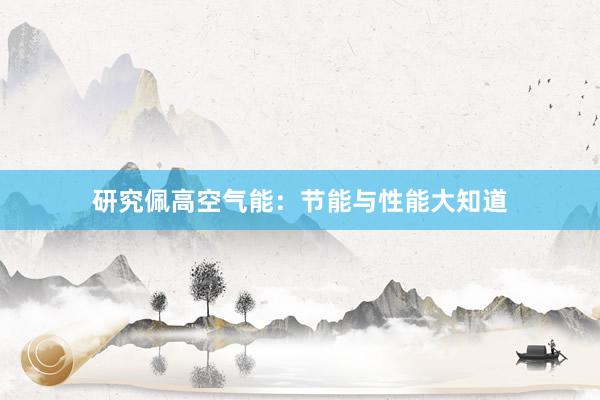 研究佩高空气能：节能与性能大知道