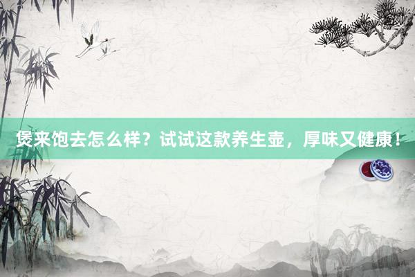 煲来饱去怎么样？试试这款养生壶，厚味又健康！